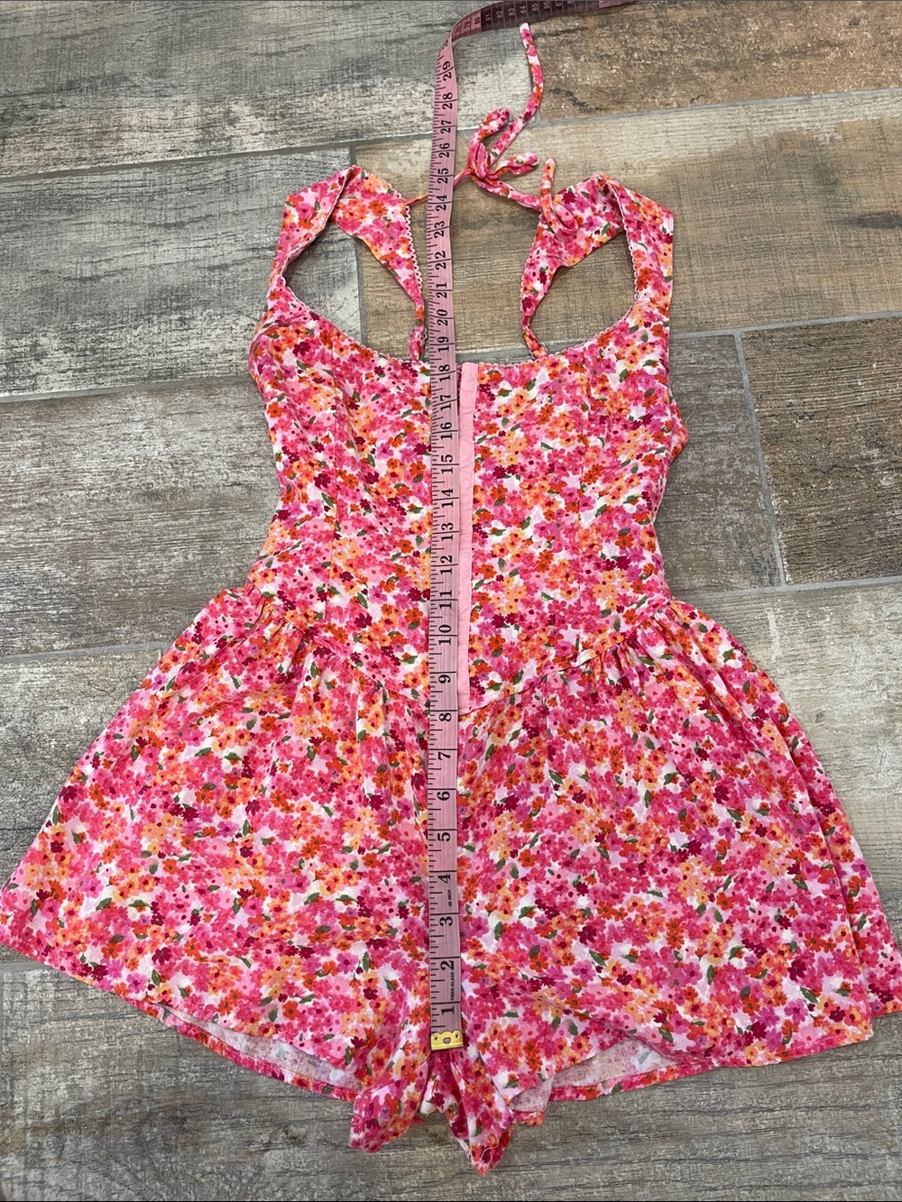 Wild Fable Pink Floral Smocked Open Tie Back Corset Front Romper XXS - Picture 10 of 11